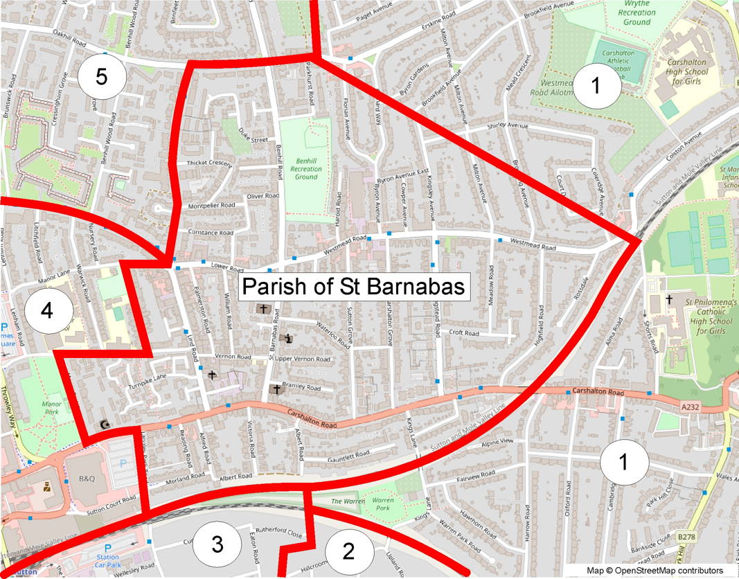 map of St Barnabas Parish